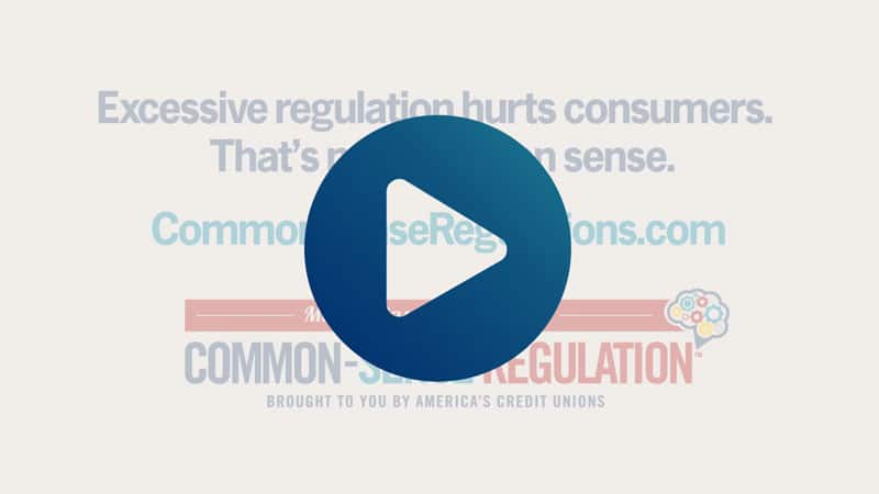 screengrab of CUNA video with play icon overlay; excessive regulation hurts
